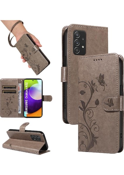 El Kayışı ve Kart Yuvası Cüzdan ile Samsung Galaxy GALAXY/A52S Için Kılıf (Yurt Dışından)