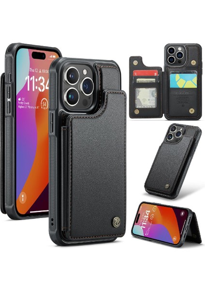 IPhone 15 Için Caseme Cüzdan Durumda Pro Kickstand Pu Deri Kart Tutucu (Yurt Dışından)