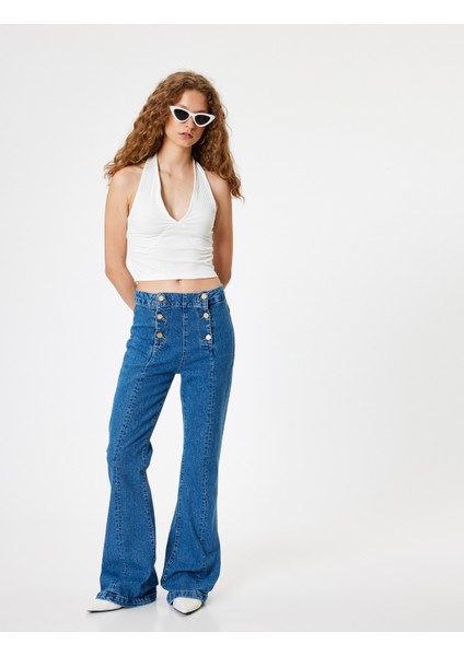 Halter Yaka Atlet Kolsuz Crop Dikiş Detaylı Kaşkorse