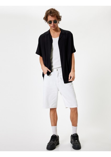 Oversize Kot Şort Bermuda Cep Detaylı Pamuklu
