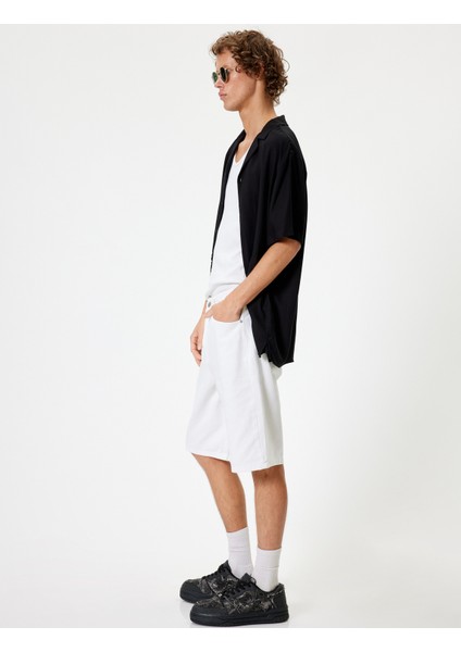 Oversize Kot Şort Bermuda Cep Detaylı Pamuklu