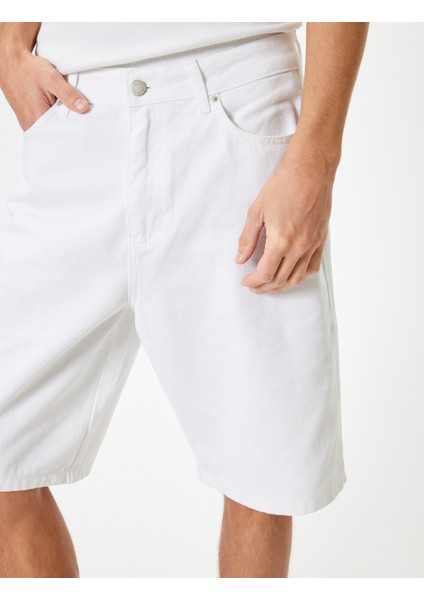 Oversize Kot Şort Bermuda Cep Detaylı Pamuklu