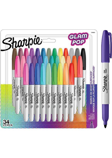 Glam Pop Fine Permanent Marker 34'lü Kalem Seti