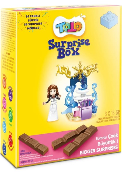 Fındık Kremalı Sütlü Çikolatal 3X15 gr Oyuncak Hediyeli Sürpriz Box-Kız
