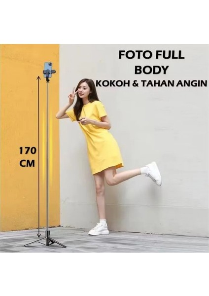 170CM Tripod ve Selfie Çubuğu Bluetooth Uzaktan Kumandalı Cep Telefonu Yüksekliği Ayarlanabilir Masaüstü Portatif Taşınabilir Iç ve Dış Mekan Evde Tatilde Kampda Kullanıma Uygun K9