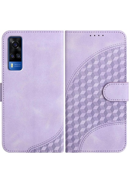 Vıvo Y51 Geometrik Desen Flip Iş Manyetik Kart Pu Için Flip Case (Yurt Dışından)