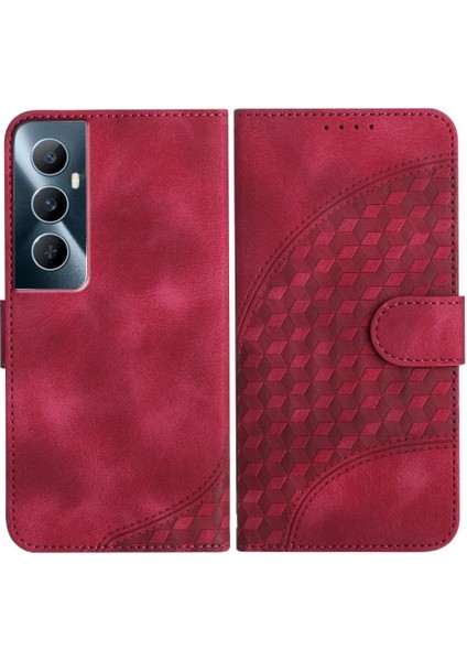 Realme C65 Flip Iş Geometrik Desen Pu Deri Flip Case (Yurt Dışından)