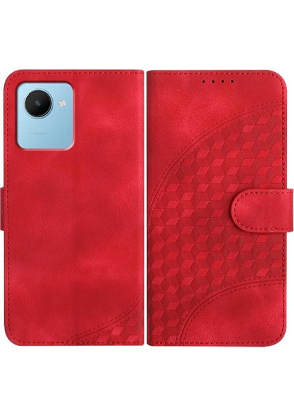 Realme C30 Manyetik Kart Tutucu Için Flip Case Darbeye Deri Kılıf Flip (Yurt Dışından)
