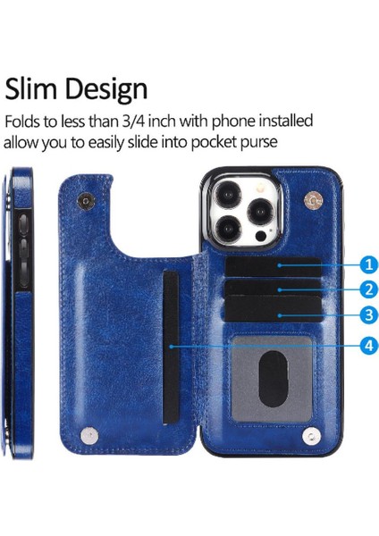 Kart Tutucu Kart Yuvaları Çift ile IPhone 15 Pro Kickstand Için Cüzdan Kılıf (Yurt Dışından)
