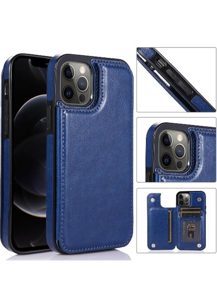 IPhone 12 Için Cüzdan Durumda Pro Max Çift Manyetik Toka Kart Yuvaları Pu (Yurt Dışından)