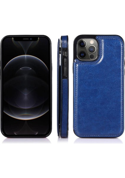 IPhone 12 Için Cüzdan Durumda Pro Max Çift Manyetik Toka Kart Yuvaları Pu (Yurt Dışından)