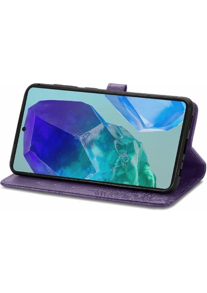 Manyi Mall Samsung Galaxy M55 Flip Kapak Için Flip Case Darbeye Deri Kılıf (Yurt Dışından)