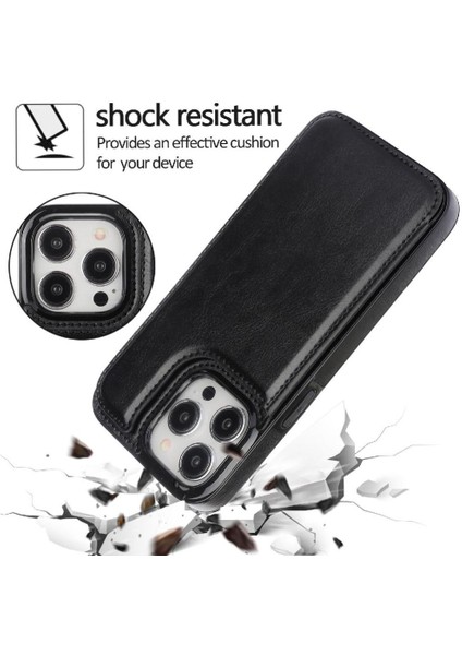 Cüzdan Kılıf IPhone 15 Pro Max Kickstand Çift Manyetik Toka ile Pu (Yurt Dışından)