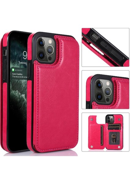 Kart Sahibi ile IPhone 13 Pro Max Pu Deri Kart Yuvaları Için Cüzdan Kılıf (Yurt Dışından)