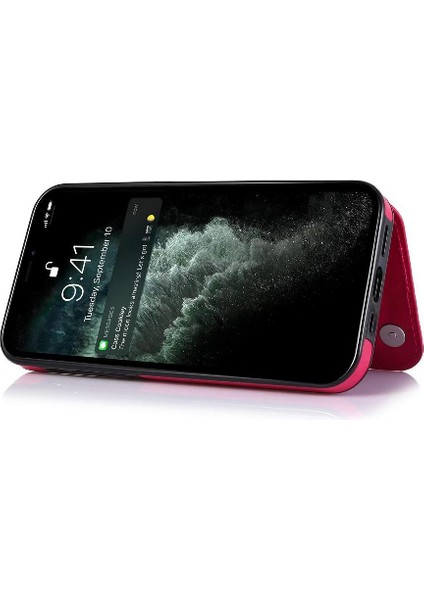 Kart Sahibi ile IPhone 13 Pro Max Pu Deri Kart Yuvaları Için Cüzdan Kılıf (Yurt Dışından)