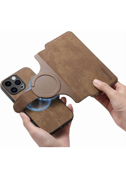 IPhone 15 Için Flip Case Pro Retro Kart Standı Cüzdan Mıknatıs Koruyucu (Yurt Dışından)