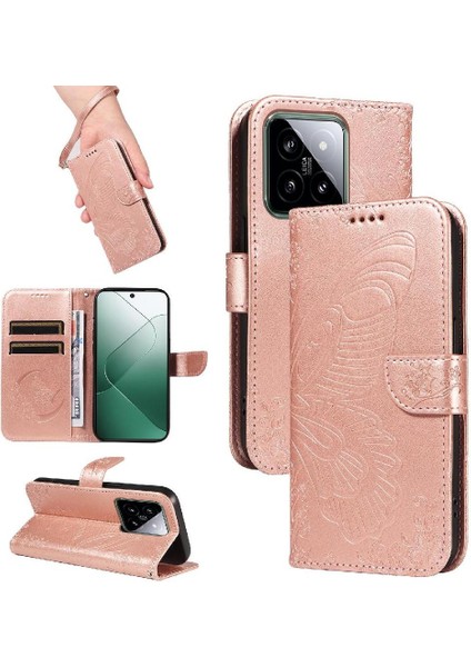 Kredi Kartı Yuvası ile Xiaomi 14 Için Flip Case Yüksek Kalite Deri El (Yurt Dışından)