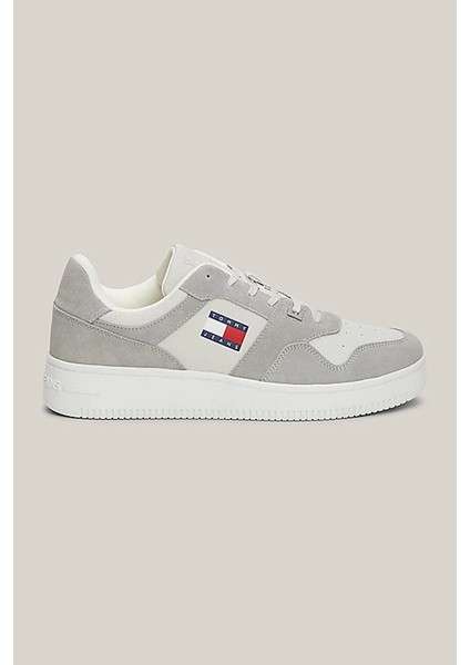 Tommy Hilfiger Erkek Deri Bağcıklı Gri Sneaker