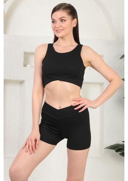 Fitilli Büstiyer ve Şort Spor Takım