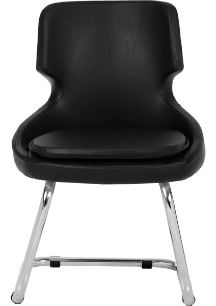 Krom Metal Ayaklı Sandalye Misafir Koltuğu Bekleme Koltuğu Selekulak (Suni Deri)