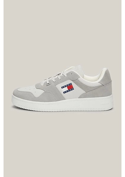 Tommy Hilfiger Erkek Deri Bağcıklı Gri Sneaker