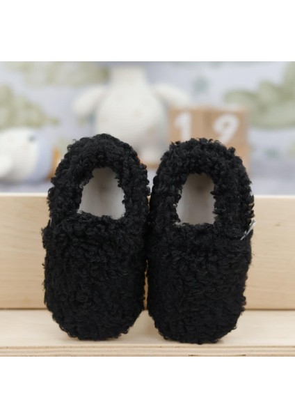 Teddy Bebek Patiği Ev Pandufu, Kaydırmaz Taban, Organik Pamuk Astar Kreş Ayakkabısı, Siyah fırsatları