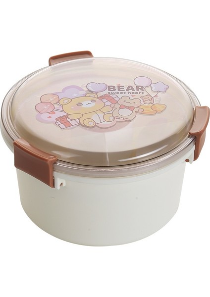 Salata Öğle Yemeği Kutusu Mikrodalga Karikatür Yuvarlak Öğle Yemeği Kutusu (Yurt Dışından)