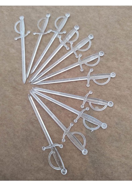 200 Adet Plastik Kılıç Şeklinde Kürdan 7 cm - Kılıç Kürdan Şeffaf modelleri