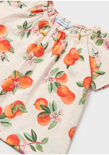 Kız Bebek Baskılı 2'Li Kısa Kollu T-Shirt Set Bej 1008 fırsatları