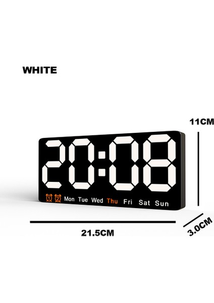 Beyaz Büyük Renkli LED Dijital Çalar Saat Datetemperature ile 2 Alarm Büyük Ekran Gündüz Saati Pil Yedekleme 12/24 H Duvar Saati (Yurt Dışından)