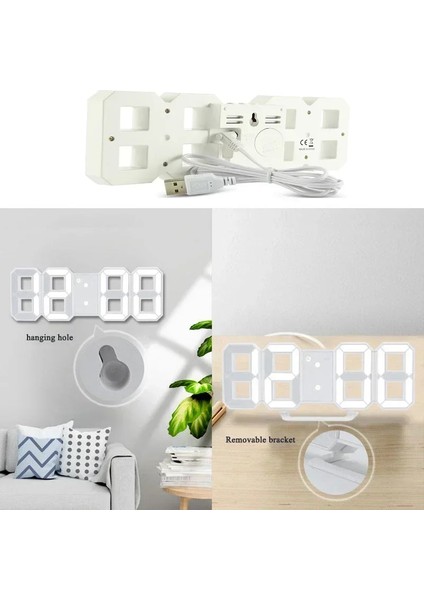 02 Ürünleri Satın Al Saat 3D LED Dijital Çalar Saat Duvar Saati Zaman/tarih/sıcaklık Ev/mutfak/ofis Saatleri Dekor Bahçe (Yurt Dışından) indirimleri