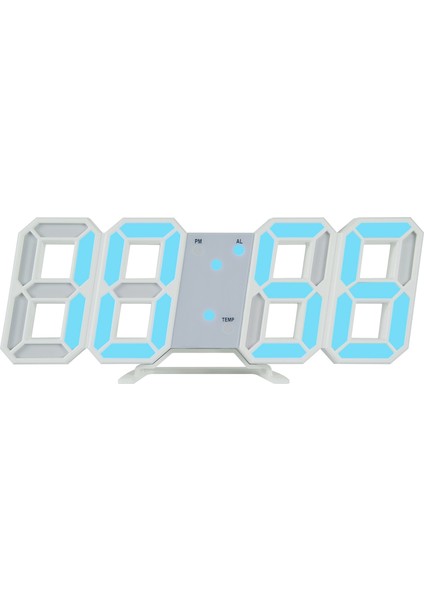 Beyaz-Mavi LED 3D Dijital LED Çalar Saat Duvar Masa Saatleri Sıcaklık/takvim /3 Parlaklık Seviyesi Gece Lambası Çok Işlevli (Yurt Dışından)