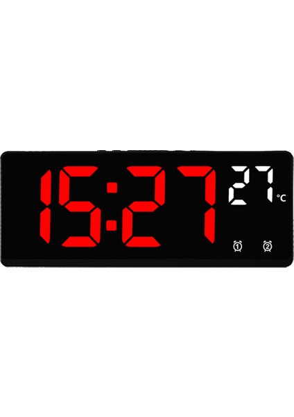 Kırmızı Ses Kontrolü Dijital Çalar Saat Sıcaklık Çift Alarm Erteleme Masaüstü Masa Saati Gece Modu 12/24H LED Saat Saat Masa Saati (Yurt Dışından)