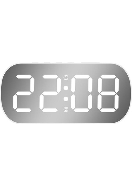 Beyaz Beyaz LED Dijital Alarmlı Saat Saat 5 Seviye Ayarlanabilir Parlaklık Ayna Masa Masa Yatak Odası Saat Ev Dekor Öğrenciler Çocuklar Için Hediyeler (Yurt Dışından)