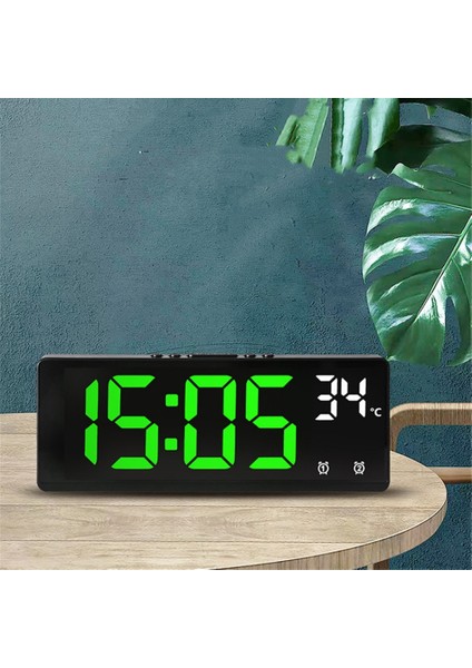 Kırmızı Ses Kontrolü Dijital Çalar Saat Sıcaklık Çift Alarm Erteleme Masaüstü Masa Saati Gece Modu 12/24H LED Saat Saat Masa Saati (Yurt Dışından)