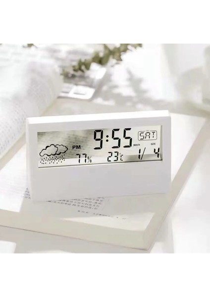 Siyah Arka Işık Yeni LCD Elektrikli Masaüstü Çalar Saat Takvim Aydınlık Dijital Ekran Sıcaklık Nem Ev Ofis Yatak Odası Dijital Saat (Yurt Dışından)