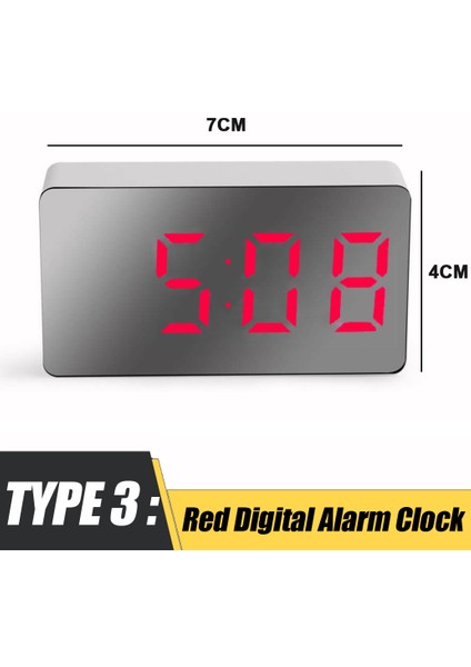 Kırmızı LED Ayna Masa Saati Dijital Alarm Erteleme Ekran Süresi Gece Lambası Masaüstü USB Çalar Saat Ev Dekor Çocuklar Için Hediyeler (Yurt Dışından)