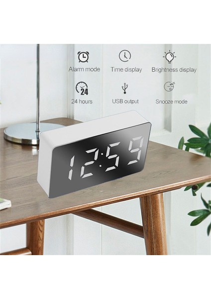 Kırmızı LED Ayna Masa Saati Dijital Alarm Erteleme Ekran Süresi Gece Lambası Masaüstü USB Çalar Saat Ev Dekor Çocuklar Için Hediyeler (Yurt Dışından) fiyatları