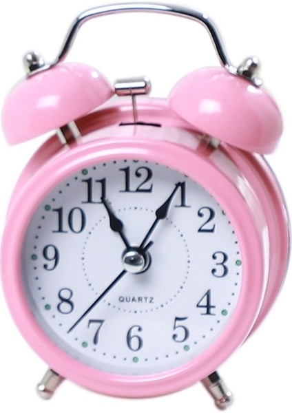 Pembe Retro Çalar Saat Çift Pil Gücü Başucu Masası Süs Ev Sınıf Dekorasyonu Için Mevcut (Yurt Dışından)