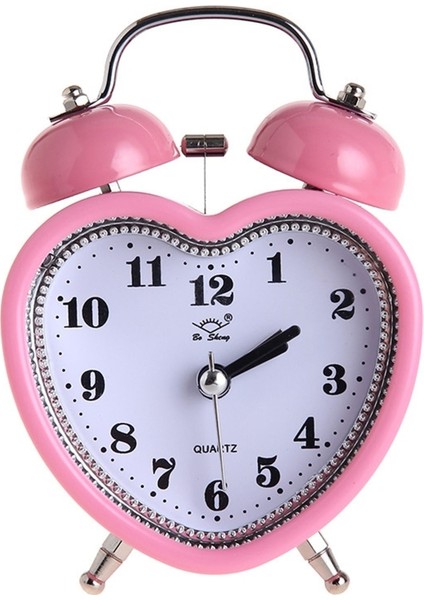 Pembe Kalp Şekli Çan Çalar Saat Hiçbir Geçiyor Sessiz Gece Lambası Çocuklar Kızlar Için Zaman Saatleri Yatak Odası Erteleme Uyandırma Saatleri Hediye Kaynağı (Yurt Dışından)