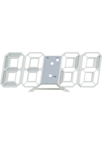 Beyaz-Beyaz LED 3D Dijital LED Çalar Saat Duvar Masa Saatleri Sıcaklık/takvim/3 Parlaklık Seviyesi Gece Lambası Çok Fonksiyonlu (Yurt Dışından)