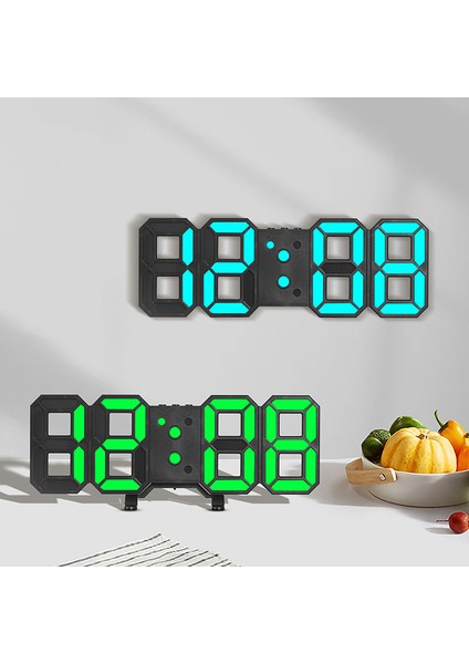 Beyaz-Beyaz LED 3D Dijital LED Çalar Saat Duvar Masa Saatleri Sıcaklık/takvim/3 Parlaklık Seviyesi Gece Lambası Çok Fonksiyonlu (Yurt Dışından)