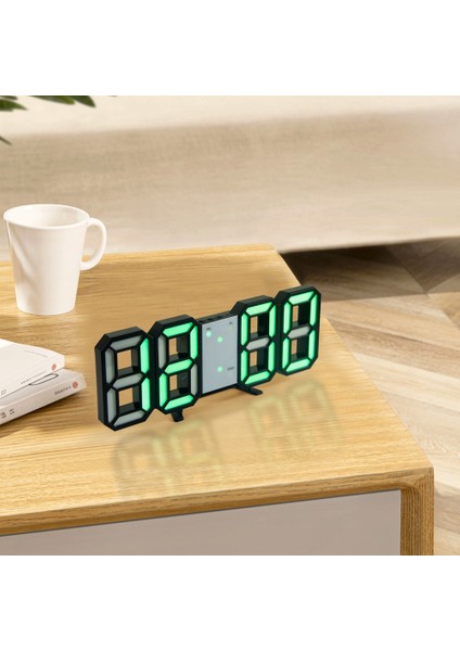 Beyaz-Beyaz LED 3D Dijital LED Çalar Saat Duvar Masa Saatleri Sıcaklık/takvim/3 Parlaklık Seviyesi Gece Lambası Çok Fonksiyonlu (Yurt Dışından)