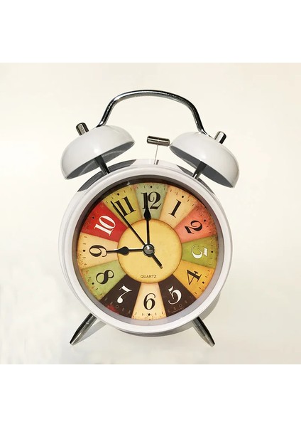 Siyah Sessiz Pil Kumandalı Uyandırma Vintage Kuvars Yatak Odası Gece Lambası Tasarım Analog Geçmeyen Çalar Saat Başucu Ikiz Çan (Yurt Dışından)
