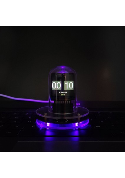 Bir Cyberpunk Tarzı Kızdırma Tüpü Saat Akıllı Wifi Otomatik Güncelleme Dijital Bilgisayar Masaüstü Süsleme Rgb Renkli Ekran Dekorasyon (Yurt Dışından)
