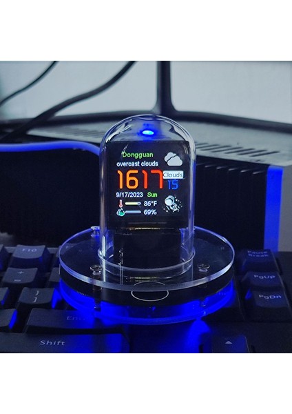 Bir Cyberpunk Tarzı Kızdırma Tüpü Saat Akıllı Wifi Otomatik Güncelleme Dijital Bilgisayar Masaüstü Süsleme Rgb Renkli Ekran Dekorasyon (Yurt Dışından)