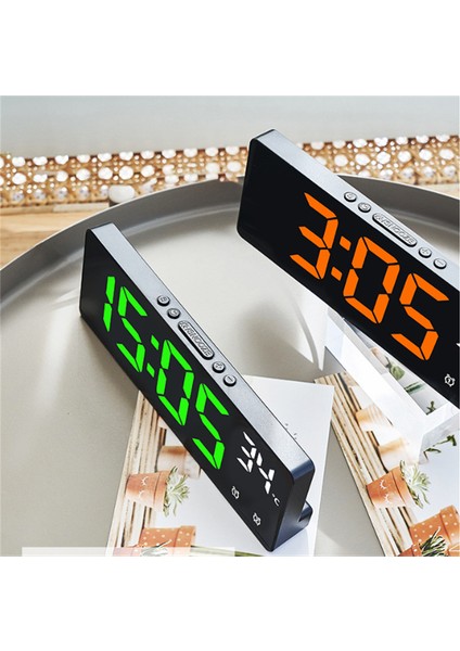 Gümüş Turuncu Ses Kontrolü Dijital Alarmlı Saat Saat Sıcaklık Çift Alarm Erteleme Masaüstü Masa Saati Arkadan Aydınlatmalı 12/24 H LED Saat Izle (Yurt Dışından) indirimleri