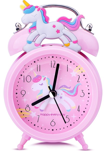 Pembe B Pembe Unicorn Çocuklar Çalar Saat Çift Çan Saat Arkadan Aydınlatmalı Sevimli Masa Saati Çocuk Uyandırma Çalar Saat Ev Dekor Çocuk Hediyeler (Yurt Dışından)