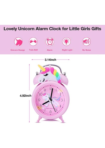 Pembe B Pembe Unicorn Çocuklar Çalar Saat Çift Çan Saat Arkadan Aydınlatmalı Sevimli Masa Saati Çocuk Uyandırma Çalar Saat Ev Dekor Çocuk Hediyeler (Yurt Dışından) indirimleri