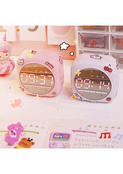 Junior Beyaz Kawaii Saat Bluetooth Hoparlör, Kablosuz Stereo, Öğrenci Mini Erteleme Alarmı, Masaüstü Süslemesi, Kız Kalp Taşınabilir Subwoofer (Yurt Dışından) fiyatları